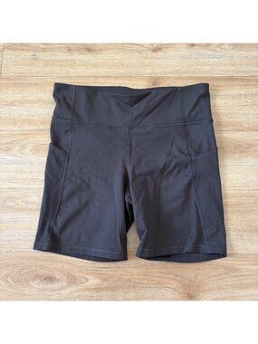 Gap Fit Athletic Compression Side Pocket High Rise Biker Shorts Brown Size L